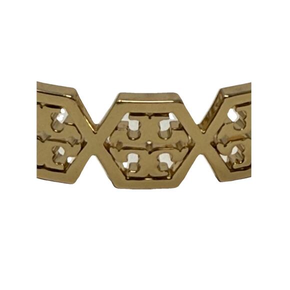 Tory Burch Hexagon Logo Cuff In Yellow Gold MSRP $128 - Picture 2 of 7